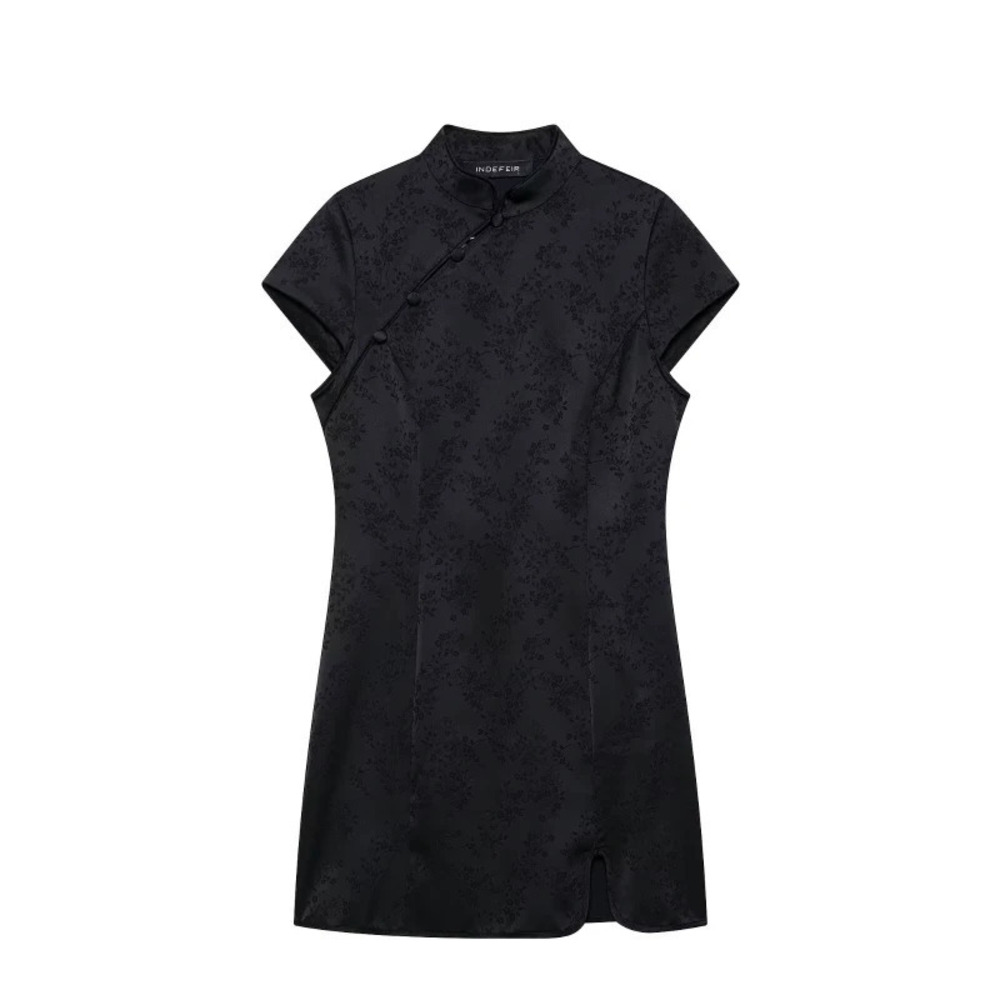 ZARA Ladies Summer New Chinese Style Stand Collar Single Breasted Dress - Picture 3 of 5